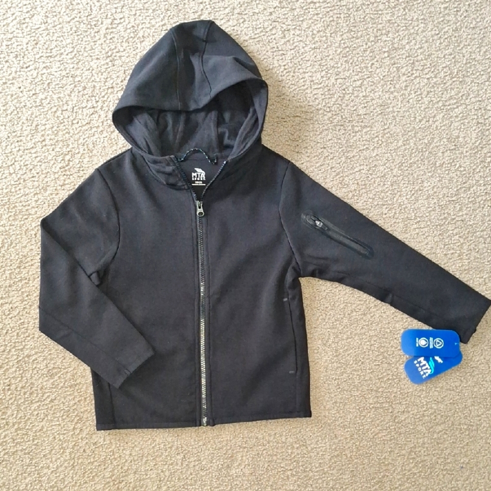 Black Hooded Jacket with Zipper